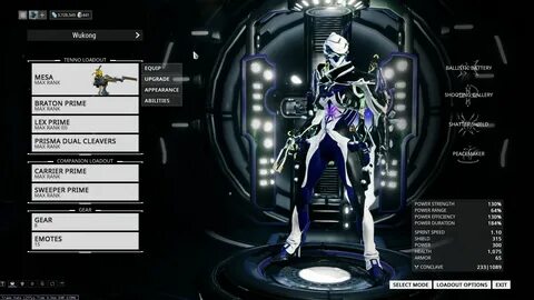 Warframe fashion frame mesa prime