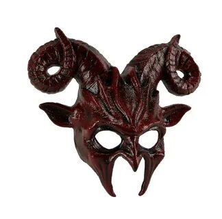 Blood Red Ram Horns Dark Demon Goat Man Adult Halloween Cost