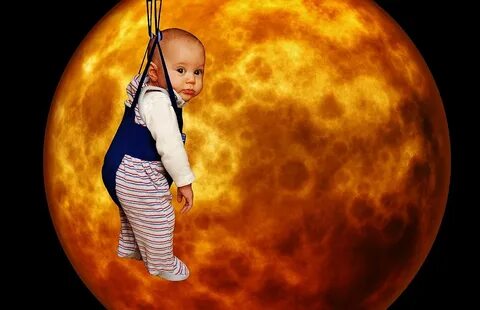 Canvas Print Baby Depend Moon Funny Little Man in The Moon C