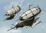 Steampunk ship, Steampunk airship, Airship art