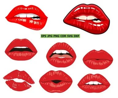 Dripping lips svg files Instant download biting lips dxf Ets