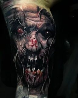 Scary tattoos Scary tattoos, Zombie tattoos, Evil skull tatt