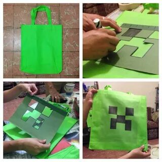 Bolsa de creeper #minecraft DIY bag Mine craft party, Decora