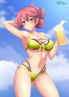 Safebooru - 1girl absurdres alcohol arm behind head beer bee