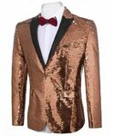Shiny Sequins Suit Jacket Blazer One Button Tuxedo For Party