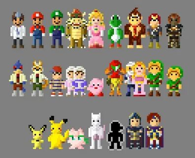 Super Smash Bros Melee Characters 8 Bit by LustriousCharming