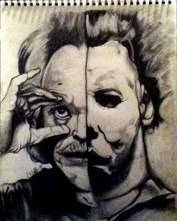 John Carpenter and Michael Myers Drawing by David Smith Fine