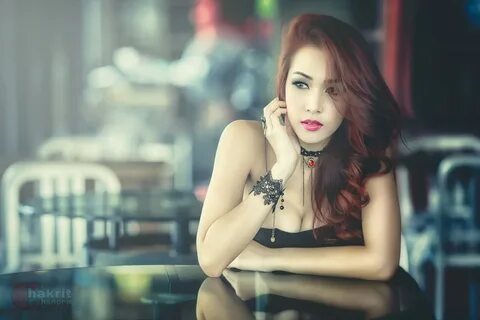 girl, Asian, model, redhead, cleavage - wallpaper #158582 (2