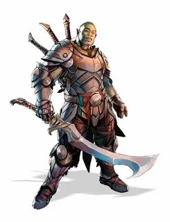 Male Half-Orc Fighter Cavalier Knight - Pathfinder PFRPG DND