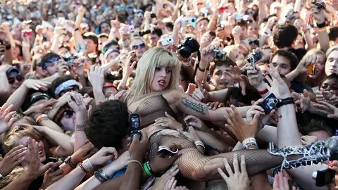 Lady Gaga crowd surfing .. The madness of Lady Gaga at. by x