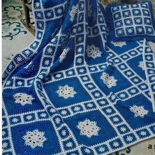 Vintage Crochet Pattern Snowflake Granny Square Motif Afghan