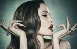 Обои актриса, Анджелина Джоли, Angelina Jolie, ногти, губи к