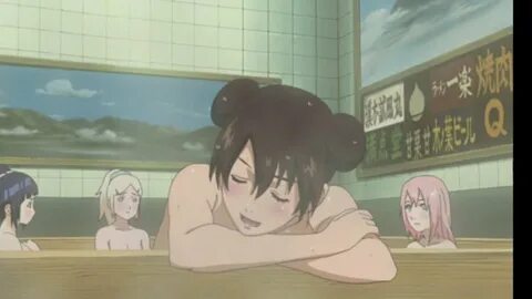 Наруто подглядывает за девчонками в бане Сакура завидует Хин