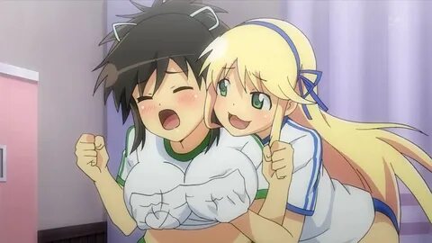 Two anime girls boobs touching