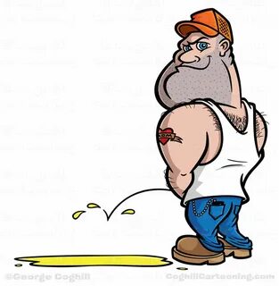 Redneck/Hillbilly Trucker Peeing Cartoon Character * Coghill