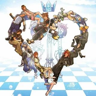 Kingdom Hearts characters in a heart Kingdom hearts fanart, 