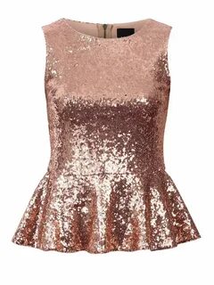 Back To The Future Sequin Peplum Top - Rose gold Sequin pepl