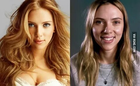 Scarlett Johansson with and without makeup - 9GAG