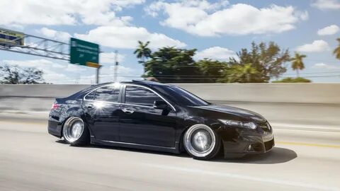 Slammed TSX With Radical Camber and Polished Rotiform Rims -