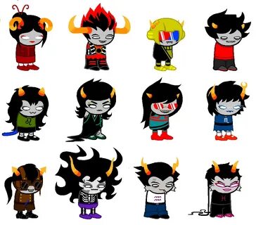 beta trolls but as danganronpa pixel sprites homestuck