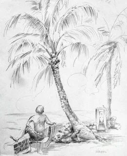 Man on the beach in Hawaii Drawing by Anthony Vandyk Fine Ar