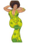 Green Flowered Curvy Pinup 8x10 archival pinup print / Black