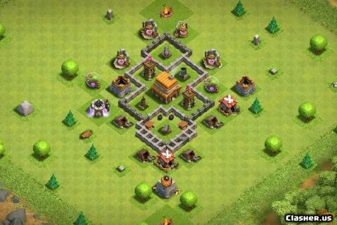 Town Hall 4 a simple TH4 base With Link 8-2019 - Farming Bas