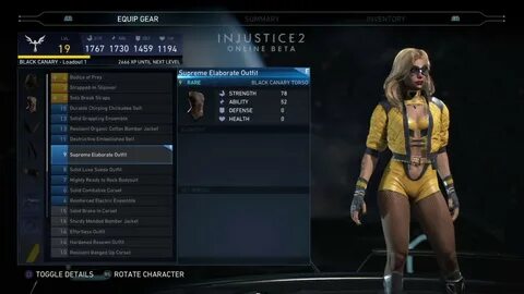 Injustice 2 : Black Canary Beta Gear that got removed from t