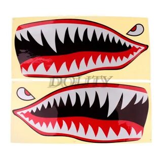 2x Vinyl Shark Teeth Mouth Funny Decal Kayak Boat Dinghy Jet