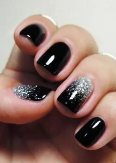 Black ombre and glitter nails Ombre nails glitter, Nails, Na
