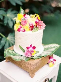 hawaiian vintage styled shoot Birthday cake with flowers, Tr