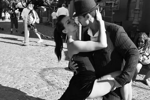 Tango Dancers Posing For Tourists, Buenos Aires, Argentina F