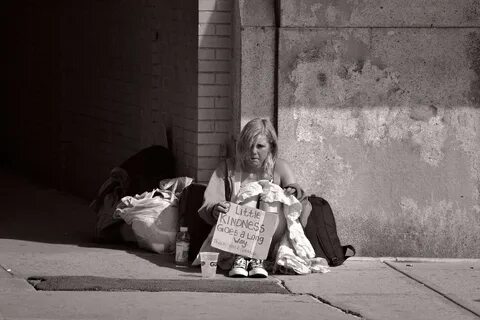 Homeless woman in Park Street, Boston photo by Arlan Fonse. 