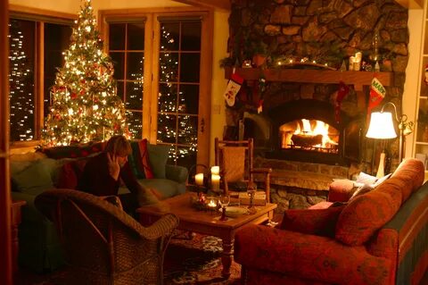 Log Cabin Christmas Tree With Fireplace