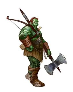 Male Orc Greataxe Barbarian - Pathfinder Pfrpg Dnd D&d D20 F