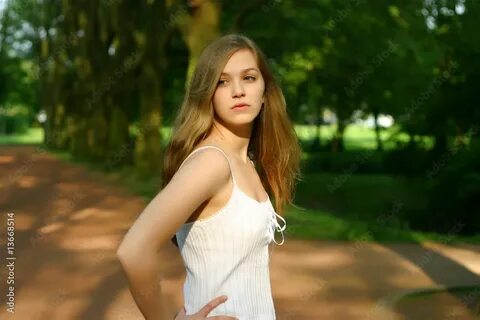 Cute young Teen Girl in a German park - Stock-Foto Adobe Sto