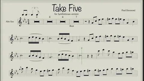 Paul Desmond - Take Five (Backing track & sheet music for sa