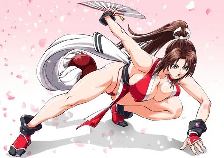 cleavage, ponytail, brunette, artwork, King of Fighters, ani