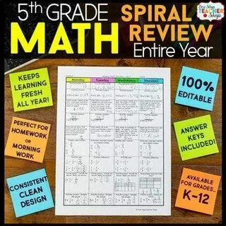 5th Grade Math Spiral Review & Quizzes Homework or Morning W