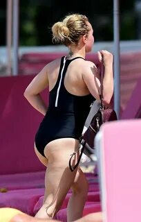 Hayden Panettiere in Black Swimsuit on the beach in Barbados