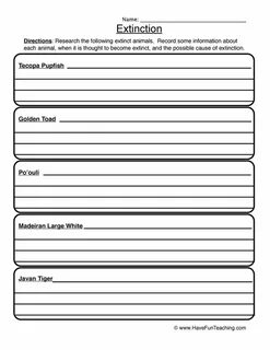 Extinction Worksheet - Have Fun Teaching Have fun teaching, 