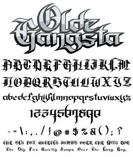 Graffiti Fonts - Olde Gangsta Tattoo lettering alphabet, Tat