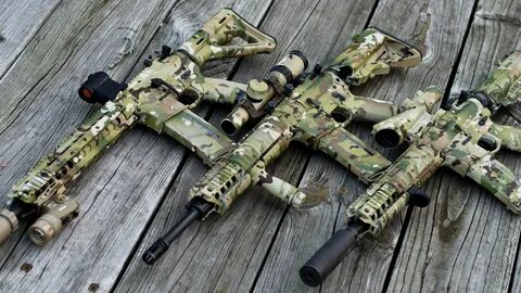 Скачать обои wood, scope, AR 15, Assault rifle, multicam, ра