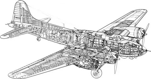 Boeing B-17 Flying Fortress Cutaway Drawing in High quality