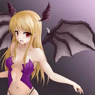 Safebooru - 1girl blonde hair breasts demon girl demon wings