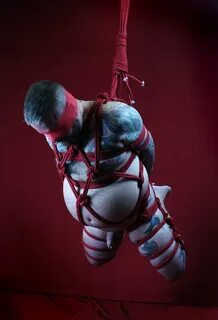 tat hanging shibari, bondage, rope, male, bear, tattoo, shib