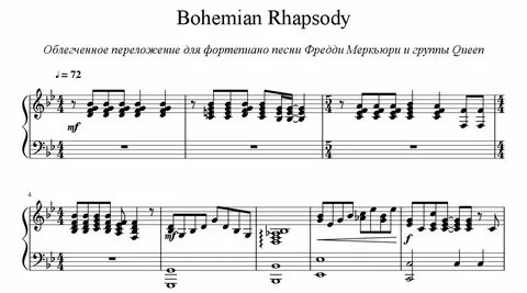 Bohemian Rhapsody": ноты для фортепиано NotaDo