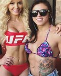 Jhenny Andrada (UFC ring girl) and Claudia Gadelha (UFC figh
