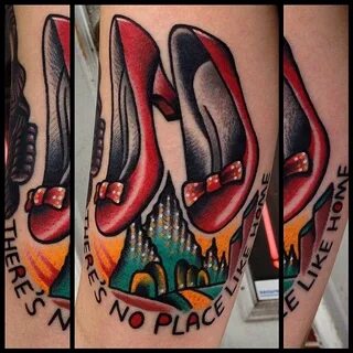 "there's no place like home" wizard of oz ruby slippers tatt
