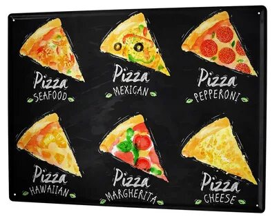 Decorative Collectibles Tin Sign XXL Nostalgic Fun Pizza met